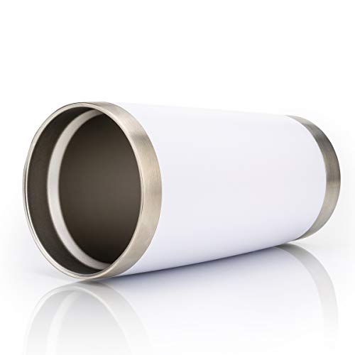 CIVAGO Vaso de 20 onzas con tapa y popote, vaso de acero inoxidable con aislamiento al vacío, taza de café de doble pared con recubrimiento de polvo, taza de viaje (blanco, paquete de 1) - Imagen 4