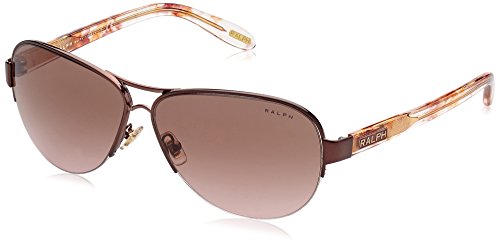 Ralph by Ralph Lauren Women's RA4095 Aviator Sunglasses, Burgundy Gold/Brown Gradient Pink, 58 mm Ralph by Ralph Lauren Women's RA4095 Aviator Sunglasses, Burgundy Gold/Brown Gradient Pink, 58 mm
