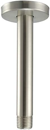Purelux Straight Shower Arm 6 Inches Water Outlet PJ0612, Brushed Nickel Made of Stainless Steel with Gasket Flange