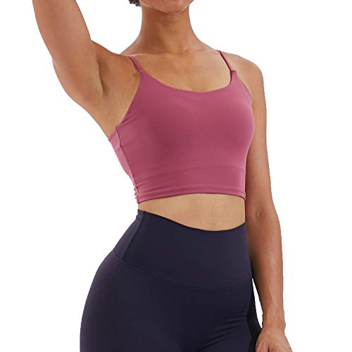 Image of Women's Strappy Stretch Sports Bra Longline Yoga Tank Top Fitness Bra Workout Camisole Crop Tops for Teen Girl