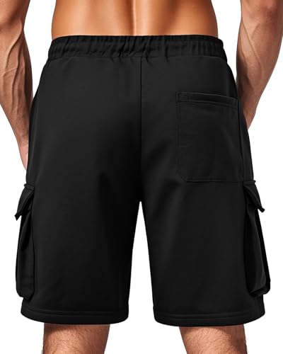 Image of Men's Cargo Sweat Shorts Casual Workout Athletic Jogger Gym SweatShorts