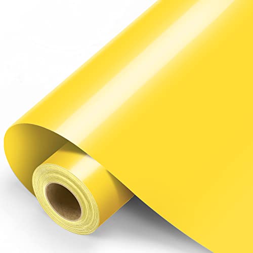 Yellow Permanent Vinyl - Yellow Adhesive Vinyl Roll for All Cutting Machine Permanent Outdoor 12 x11FT for Decor Sticker Car Decal Scrapbooking Signs Glossy & Waterproof