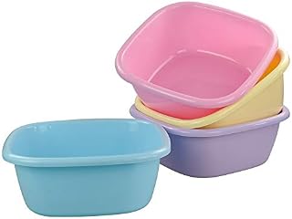 Gitany Washing Basin Bowl, Plastic Wash Bowls, Square, Pack of 4 Color Bowls