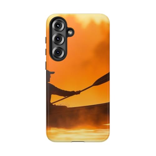 Coque Samsung S25 Plus silhouette de canoë au coucher de soleil pour s'évader au quotidien