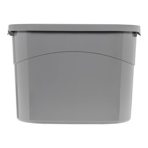 Image of Amazon Basics Large Cat Litter Box with High Sides, Top Entry, Odor Control, Includes Scoop, 20.5 x 14.75 x 14.38 inches, Grey