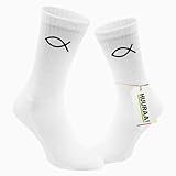 Huuraa Unisex Tennissocken Fisch Symbol Geschenk Größe 42/46 White Motiv Sportsocken Fisch Präsent