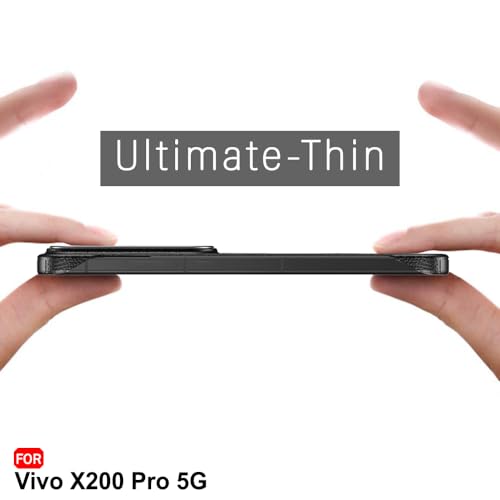 Image of TheGiftKart Hybrid Ultimate Slim Back Case Cover for Vivo X200 Pro 5G | Lightweight Profile | Hard Back Cover for Vivo X200 Pro (PC & TPU, Metal Camera Ring, Leather Texture Finish, Black)