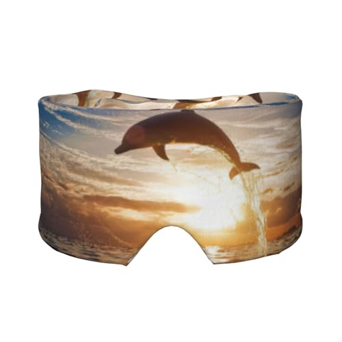 おもしろアニマルイルカプリントスリープマスク、柔らかい肌に優しいアイカバー、旅行/ヨガのお昼寝用遮光スリーピングマスク