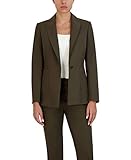 BCBGMAXAZRIA Women's Relaxed Single Breasted Blazer Long Sleeve Button Front Peak Lapel Jacket, Olive, Medium