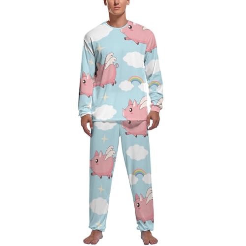 Pyjama homme Cochon Volant avec haut à manches longues et pantalon de nuit confortable