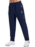 Gaiatiger Tracksuit Bottoms Men Quick Drying Jogging Bottoms Men's Casual Trousers Gym Workout Sweatpants with Zipper Pockets-C3039-Navy-M