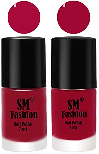 Image of Long Lasting Nail Polish | Nail Paint Combo 7 ml Each) - Set of 2 Raspberry-Pure Wine