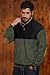 Herberton Men's Fashional Fashion Shirts Soft Fall Pullover Stand Collar Fluff Heavyweight Classic Warm Color Block Elbow Patches Stretch Fleece Lined Thermal Sweater Black & Olive - Corduroy L
