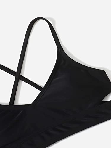 Milumia Girl's Cute 2 Piece Floral Criss Cross Bathing Suit Wrap Bikini Swimsuit3