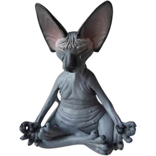 SZJFYMQ Cat Meditate, Figuras coleccionables para Gatos, Meditación Sphynx Cat Estatua Coleccionable Zen Yoga Pose Buda Estatua de Gato para decoración de Oficina en Casa, Gris Oscuro SZJFYMQ Cat Meditate, Figuras coleccionables para Gatos, Meditación Sphynx Cat Estatua Coleccionable Zen Yoga Pose Buda Estatua de Gato para decoración de Oficina en Casa, Gris Oscuro