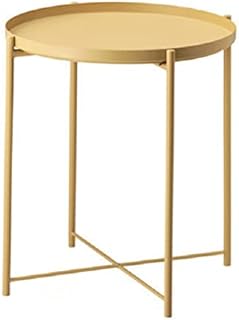 LiRuiPengBJ Side Table Metal Tray End Table, Folding Round Accent Coffee Side Table, Waterproof Small Coffee Table for Living Room Bedroom Balcony and Office Corner table (Color : Gold)