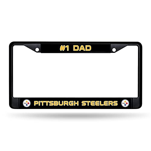 NFL Pittsburgh Steelers #1 DAD Black Chrome Frame 12" x 6" Car/Truck Auto Accessory