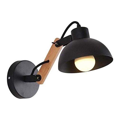 Applique murale créative orientable noire et bois pour chambre et salon