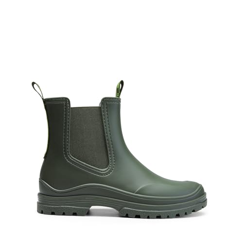 DREAM PAIRS Stiefel Damen Gummischuhe Halbhoch Chelsea Boots Frauen Ankle Wellies Wasserdicht Regen Bequem Anti-Rutsch,Size 41,Dunkelgrün,SDRB2405W-E