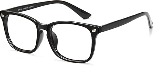 Classic Non-prescription Clear Lens Eyeglasses for Men And women Thick Square Frame Eyewear (black)