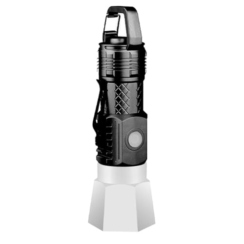 Mini linterna de tres ojos, recargable, triple lente, potente y brillante, multifunción, súper al aire libre, portátil, larga duración, trinocular, práctica para acampar (negro)