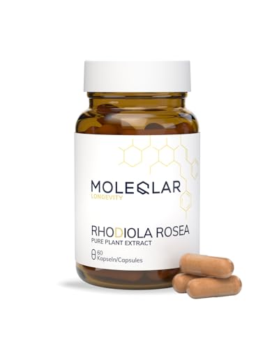 MoleQlar Rhodiola Rosea 60 cápsulas – 500 mg/porción, rosavinas 3% y salidroside 1%, probado en Alemania