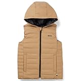 [BOSS] [ボス] キッズ はっ水 リバーシブル パデッド ジレ ロゴ ディテール 125 ベージュ