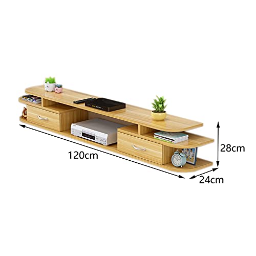 Console de divertissement flottante en bois pour libérer l'espace au sol du salon