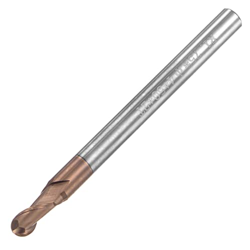 Image of uxcell Ball Nose End Mill 1.75mm Tip Radius Solid Carbide AlTiSin Coated CNC Router Bits 2 Flute Spiral Milling Cutter HRC55 with 4mm Shank 50mm (2-inch) Length