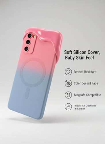 Image of amazon basics Gradient Mag-Safe Case for Samsung Galaxy S20FE 5G | Soft Silicone Shockproof Cover with Camera Protection | Slim Lightweight Design | Smooth Touch & Durable - Pink & Blue