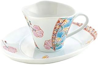 maruzen iwada shoten kutani ware cup & saucer flower tapestry was-504