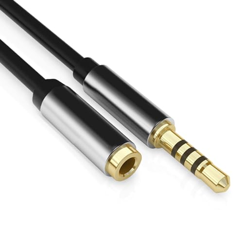 SZSL 3.5 mmwbhzTRRS 3.5 mm 24KbLH AudioP[u4ɃIXXwbhzXs[J//er/iPhone/AndroidΉȂ (ubN (2m))