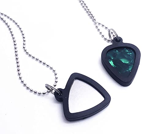 Tuoren 2 Set Guitar Pick Holder Necklace With 3Pcs Stainless Steel Picks 3 Colorful Celluloid Pick For Electric Guitar Bass Ukulele Guitarists Picks Storage Necklace #TOP3