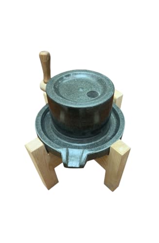 宋代点茶石臼茶道茶臼宋代点茶石臼挽き抹茶幼稚園茶葉教具手動石臼、茶道用茶臼、抹茶石臼、研磨碗、香料/茶/草本/粉砕研磨工具、木柄幼稚園家庭用工芸茶教材 (13*20石臼+木組み,13*20)
