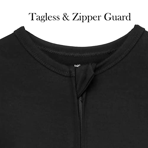 Aablexema Baby Footie Bamboo Pajamas Zipper - Unisex Infant Newborn Sleep Play Footed Onesie Pjs With Mittens(White And Black,3-6 Months) #TOP3