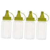 DIYEAH 4 pièces Lot de Bouteilles Souples de Condiments Vertes Burette Ketchup et Sauce à Presser Flacons Réutilisables pour Salades et Assaisonnements Bouteilles Anti-goutte pour