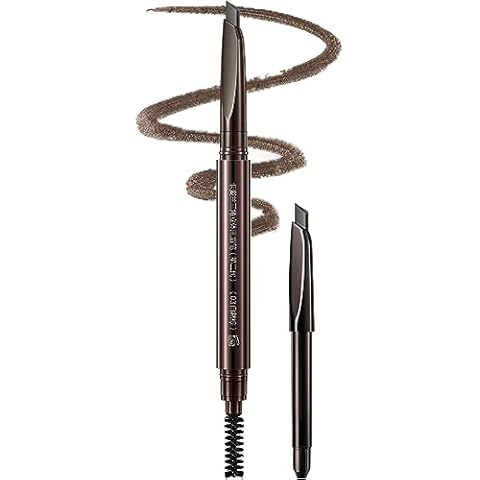CRASLAN Makeup Brow Eyebrow Definer Pencil, Waterproof, Longlasting, Dual-Sided Brow Brush with Refill & Spoolie, 03 Natural Brown,Triangle Tip Cover