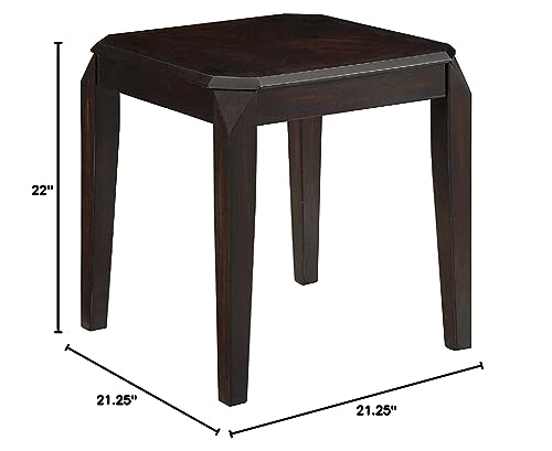 Benzara Solid Wooden End Table With Beveled Corners, Brown #TOP1