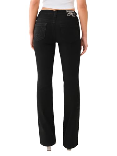 True Religion Women's Becca Mid Rise Boot Cut Single Needle Stitching Jeans Pant - Black Body Rinse3