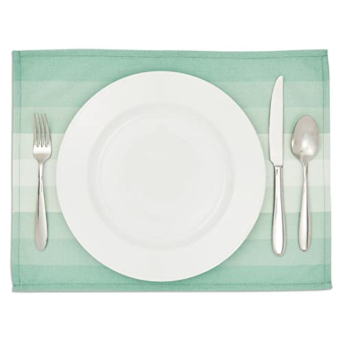 Set of 6 Placemats 13 x 17 in, Green Ombre Washable Place Mats for Kitchen & Dining Table Decoration
