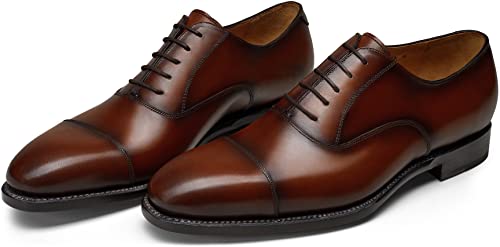 Jousen Lela Men's Dress Shoes Leather Brown Dress Shoes For Men Goodyear Welted Mens Oxfords Cap Toe Formal Derby Oxford (97346.8831 Brown 10.5) #TOP5
