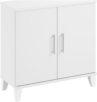 Bush Home Somerset Small Accent Storage Cabinet with Doors and Shelves in White, 2 Door Organizer for Home Office, Living Room, Kitchen Pantry, Entryway
