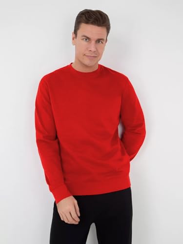 Image of LEOTUDE Mens Regular Fit Round Neck, Warm & Stylish Solid Fleece Pullover Winter Sweatshirt for Mans