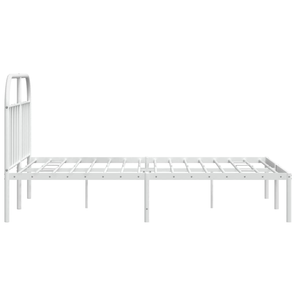 vidaXL Bedframe met hoofdbord metaal wit 140x190 cm, tweepersoonsbed, bedden, ledikant, bed, bedombouw, metalen bedframe, logeerbed