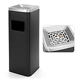 BEAMNOVA Outdoor Trash Can Black Indoor Stainless Steel Commercial Garbage Can Industrial Garbage Enclosure Inside Cabinet with Lid Waste Container, Black, 25 * 25 * 68 cm / 9.8 * 9.8 * 26.8 in