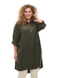 Lockere, bequeme Passform Zizzi Damen Große Größen Hemdkleid Viskose Kapuze Größe Gr XXL (58/60) Thyme