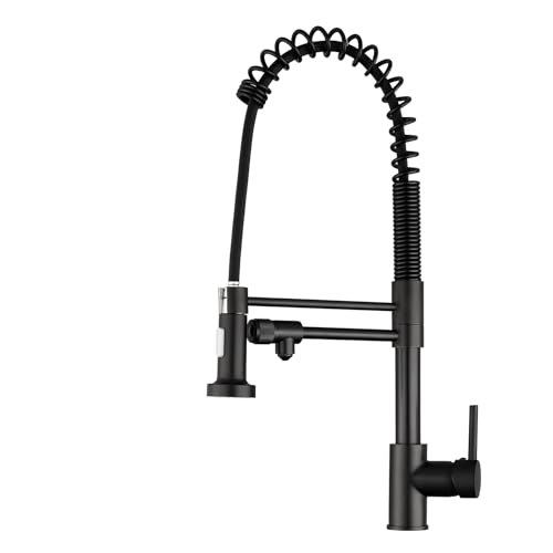 MENATT 3 Way Kitchen Faucet with Drinking Water Faucet, Dual Handles Pull Down Kitchen Faucet, 3 in 1 High Arc Water Filter Purifier Faucets, Matte Black