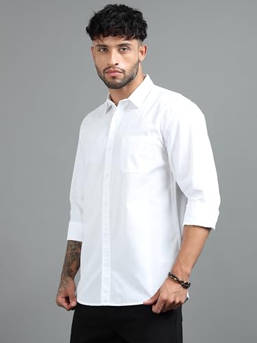 Image of Men Slim Fit Solid Spread Collar Casual Shirt