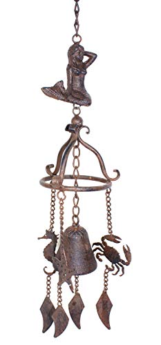 Ud 28" Iron Mermaid Wind Chime Bell W/Crab Starfish And Seahorse Chimes #TOP17