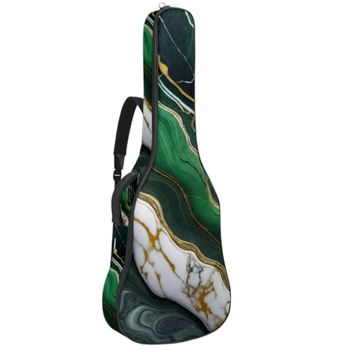 Sac pour guitare acoustique étanche 42.9" avec compartiment accessoires et motif marbre vert